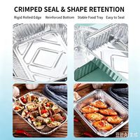 Boîte d'emballage alimentaire en aluminium et PP, directement de l'usine, avec couvercles en plastique, plateaux compartimentés épaissis résistants à la chaleur