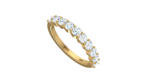 Oro de 14 quilates y diamantes naturales Anillo de banda de lujo de corte brillante redondo chapado en rodio de oro blanco de 10 piedras para Mujer | 1.01Ctw - Product Image 2