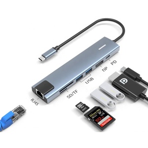 7 en 1 USB <span class=keywords><strong>Type</strong></span> C à 8K 60Hz <span class=keywords><strong>Displayport</strong></span>, Ethernet, lecteur de carte TF/ SD, charge PD USB-C, 2 USB-A pour MacBook Pro et plus - Product Image 1