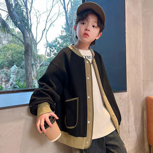 Automne à la mode garçon décontracté couverture en coton écologique Anti-rides bouton fermeture à manches longues <span class=keywords><strong>manteau</strong></span> noir - Product Image 2