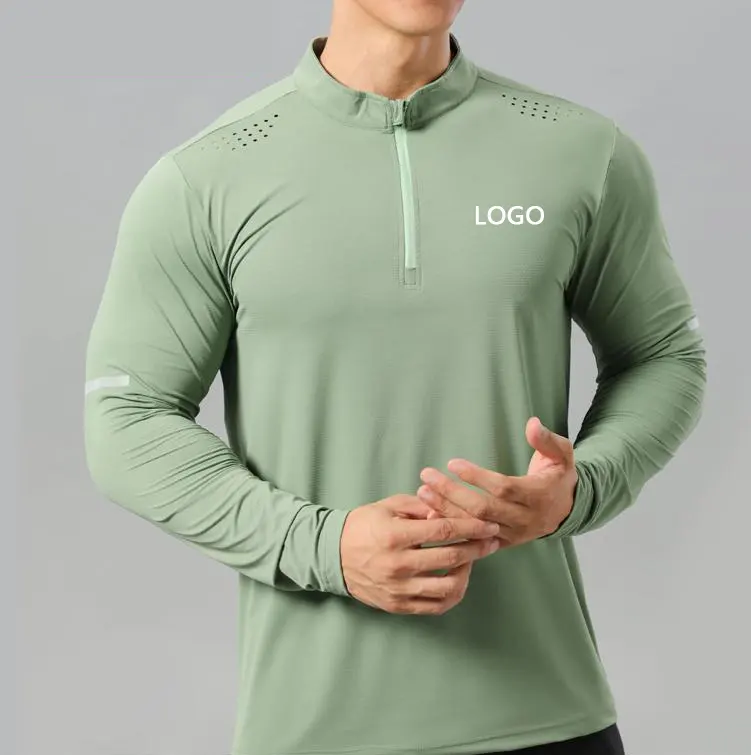 Herbst Workout Training Laufen Quick Dry T-Shirt Lässig Nahtlos Elastic Fitness Sport Langarm Kompression hemden Für Männer