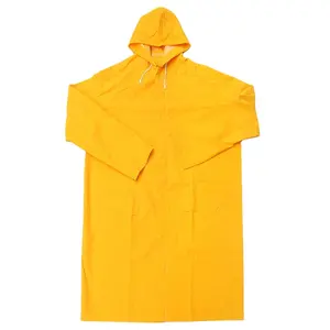 Bestrain Pvc Raincoat Yellow Water Proof Heavy Duty Rain Coat For Adults Mens Long Raincoat Polyester Raincoat