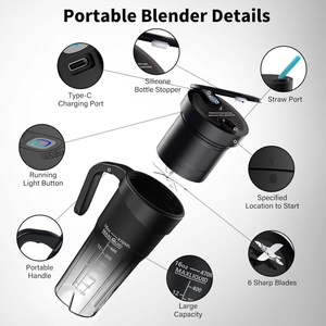 Licuadora Portátil Doméstica de 470 ml, IP67, para Viajes, Máquina Eléctrica para Hacer Jugos y Smoothies, Exprimidor Automático con Carga USB - Product Image 3