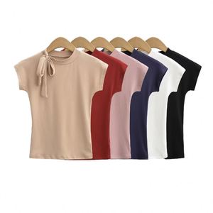 <b>High</b> Waist Short PIN Hardware Ornaments Casual T-shirt All-matching Hot Sale Cotton Printing Women Short Sleeve Short <b>Top</b> O-neck - Product Image 4