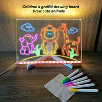 Support en Acrylique LED Veilleuse Créative Tableau à Dessin pour Enfants Message Effaçable Écriture Couleur Chaude Note Tactile Cadeau pour Chambre et Maison