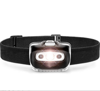 Lampe frontale LED portable à piles sèches AAA avec lumière d'avertissement rouge et torche réglable