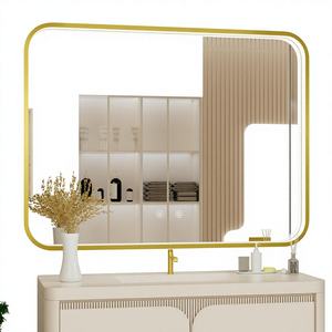 Espejo de Baño Moderno con Diseño Rectangular LED para Hotel, Marco Negro, Esquinas Redondeadas, Control Táctil, Antivaho - Product Image 1