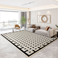Tapis en peluche crème abstrait, fabriqué à la machine, en polyester, écologique, extra épais, moelleux, non pelucheux, pour chambre à coucher, moderne, doux pour le sol