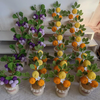 Planta en Maceta de Frutas Tejida a Crochet, Durazno, Fresa y Naranja de Lana, Linda Decoración para Escritorio y Hogar, Regalo Navideño Personalizado al por Mayor