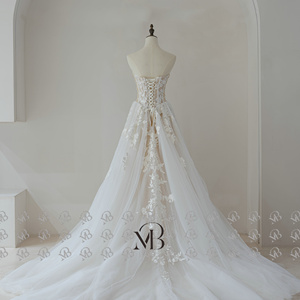 Mily Bridal QW01911 Новый дизайн без рукавов аппликация Кружева трапеция современный стиль невесты плюс Szie модное роскошное свадебное платье - Product Image 2