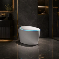 WC intelligent électrique sans réservoir avec bidet, séchoir, lumière, siège chauffant, chasse d'eau automatique et télécommande