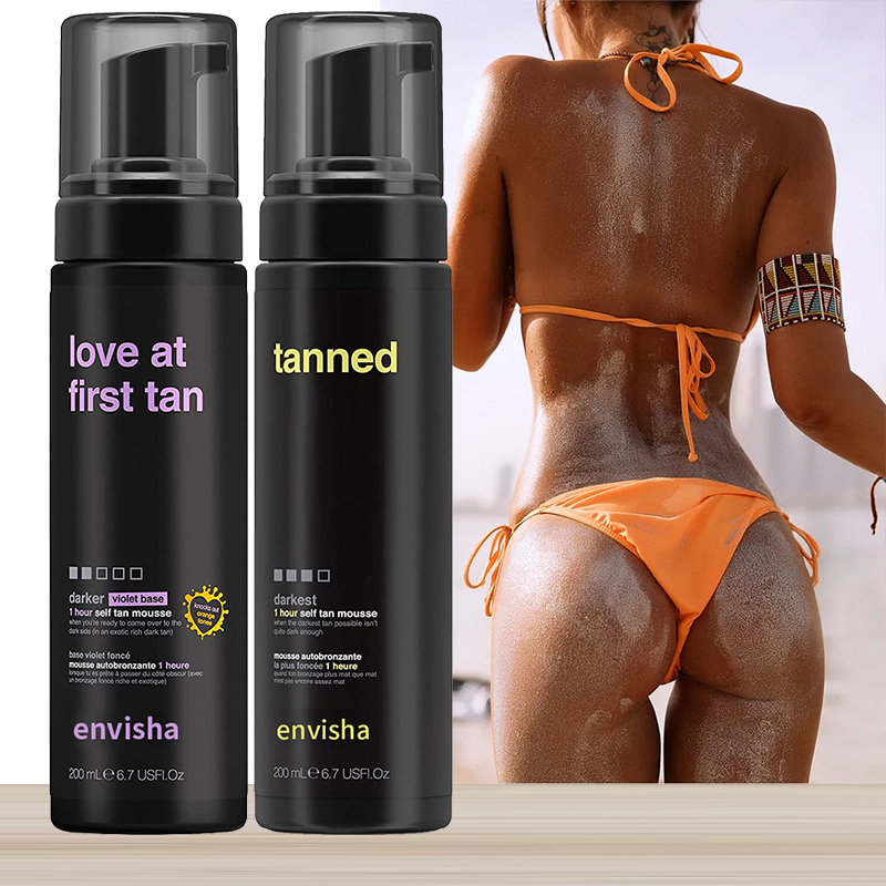 Горячая Распродажа, самые темные самозащищенные бутылки для загара и душа с защитой от пота, спрей-мусс с услугой ODM/OEM