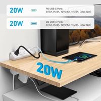 Nouveau protecteur de surtension Protection contre les surcharges Prise de courant montable amovible sous le bureau 6 prises avec charge rapide PD 20 W