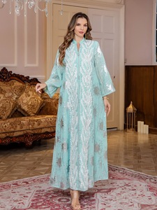 <span class=keywords><strong>Dubai</strong></span> Style Saudi Plus Size Damen Sets Langes besticktes Abaya-Kleid aus der arabischen Kultur in mehreren Farben - Product Image 3