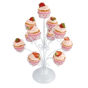 Metalen Dessertstand Voor Maximaal 11 Cupcakes Voor Een Buffetfeest Trouwboomvormige Cupcake-Stand Wit