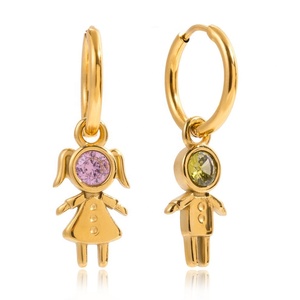 Pendientes de Acero Inoxidable con Circonita y Oro de 18K, Estilo Europeo Americano, Modernos, Dulces y Románticos para Chicas en Rosa y para Chicos en Verde - Product Image 5