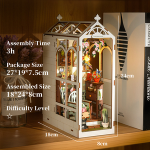 IIECREATE 9.5 "3D bricolage Puzzles en bois SL-28 bricolage Miniature maison <span class=keywords><strong>Kit</strong></span> livre coin pour l'âge 14 + enfants serre-livres - Product Image 6