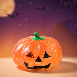 Pelota Antiestrés de Lujo de Calabaza de Halloween, Rellena de Purpurina, Juguete Blandito de TPR para Apretar, Lindo Jack-o'-lantern, Juguete Sensorial de Descompresión para Niños y Adultos - Product Image 3