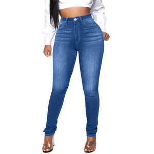 Livraison gratuite aux États-Unis-Best-seller Jeans en denim stretch bleu clair coupe ajustée pour femmes Taille élastique <span class=keywords><strong>Legging</strong></span> skinny crayon d'été - Product Image 1