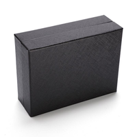 Boîte cadeau rectangulaire en carton noir personnalisée avec couvercle et enveloppe, boîte à portefeuille en feuille d'or pour l'emballage