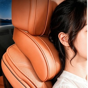 Ensemble de soutien lombaire et appui-tête en cuir <span class=keywords><strong>pour</strong></span> <span class=keywords><strong>voiture</strong></span>, coussin de dossier en mousse à mémoire de forme 3D <span class=keywords><strong>pour</strong></span> sièges arrière, universel, vente en gros - Product Image 2