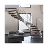 Escalier en spirale personnalisé en marbre, bois et verre pour l'intérieur, escalier courbé en pierre naturelle pour la maison
