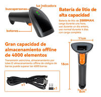 Escáner de Código de Barras Inalámbrico 3 en 1 con Bluetooth 2.4G, Lector de Código de Barras de Alta Velocidad 1D/2D para Hotel/Logística, BWHS25L