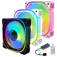 Ventilador de PC Lovingcool de 12 cm, Enfriador de CPU y Ventilador para Caja de PC para Juegos, Marco Blanco y Negro, Ventilador ARGB de 5 V con Luces de Colores