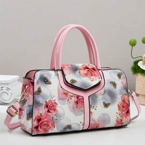 New Luxury Small Size Women's Shoulder Bags PU Leather Fashion Quilted Leather Bags Lady Style Wholesale <b>Handbags</b> With Flower - Product Image 3