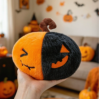 Bantal Labu Hantu Halloween dengan Boneka Laba-laba dan Kelelawar Bersulam, Isi Kapas PP, Dekorasi Kapas