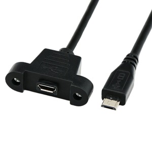 <b>Micro</b> Usb Male To Female Extension Cable 0.5m Black With Ear Screw Holes For Mobile <b>Phone</b> Data Transfer - Product Image 4