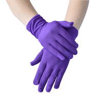 Gants courts en satin de soie de lait pour femmes, gants de robe de mariée en satin blanc, mitaines à doigts complets, costume d'opéra, spectacle de danse.