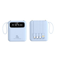 Power Bank Mini 10000mAh Pengisian Cepat Kabel Terintegrasi 20W Portabel Disetujui Maskapai Penerbangan Dengan Layar Daya