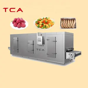 TCA 100-3000kgh chiller freezer meat fish shrimp sweet corn frozen iqf machine shrimp cakes dumplings CE continuous freezer
