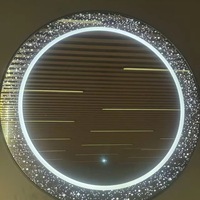 Miroir de salle de bain rond en verre LED mural de luxe avec design ciel étoilé, éclairage LED à commande tactile pour le maquillage