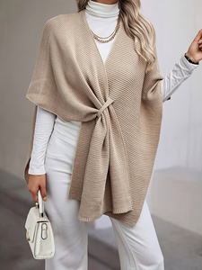 Chaqueta de Punto para Mujer, Elegante y Casual, de Color Sólido, con Cinturón, Antipilling, para Otoño/Invierno - Product Image 5