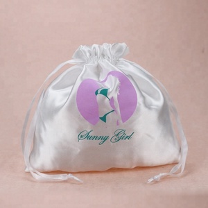 Small Grey Satin <b>Dust</b> <b>Bag</b> Drawstring Silk Gift Pouch <b>Bag</b> with Printing logo - Product Image 6