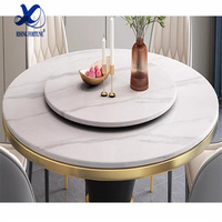 Meubles de salle à manger modernes et luxueux, table aspect marbre italien, table à manger ronde personnalisée avec dessus en marbre