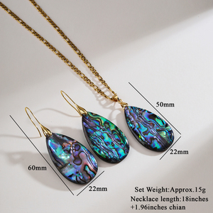 Conjunto de joyería de concha de abulón Natural con gotitas de agua al por mayor, colgante para collar, pendientes, ajuste de garra para mujer, vocación - Product Image 3