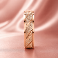 Bague JLM Artisan en Or Rose, Anneau de Mariage Radiant Sablé, Bijou Unisexe Chic et Géométrique Poli