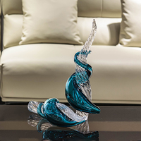 Exquis fait à la main bleu Entangle artisanat Murano Art Sculpture artisanale en verre pour la décoration de la maison