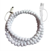 Câble USB-C vers USB-C à chargement rapide, écologique, en acrylique, avec perles rondes en vrac, pour femmes