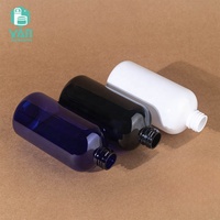 YAN Emballage 250ml Rond Épaule Graisse Vide PET En Plastique Pompe Bouteille Clair Noir Blanc Contenants Communs Shampooing Lotion Liquide