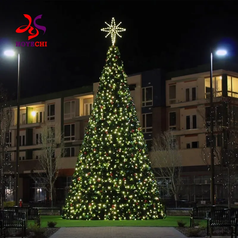 Ностальгическая уличная новогодняя елка светодиодная гирлянда на заказ с верхней звездой для украшения коммерческих мероприятий
