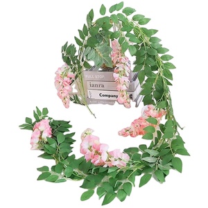 Venta al por mayor de flores colgantes de glicinia blanca de seda guirnalda de vid Flor de glicinia para decoración de pared de árbol de boda - Product Image 1