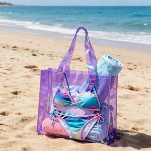 Sac fourre-tout holographique transparent en PVC/TPU personnalisé avec logo pour emballage de vêtements et sac de shopping – Vente en gros - Product Image 1