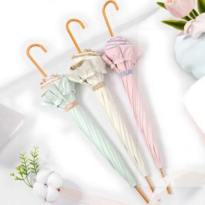 Elegant With Lace Trim Ladies Parasol Sunshade Automatic Windproof Dome Shape Umbrella Promotion Gift Comfort - Product Image 3