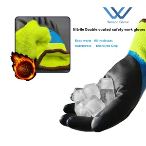 Оптовая продажа, термо махровые перчатки с нитриловым покрытием, супер теплые перчатки с изоляцией, зимние защитные рабочие перчатки, водонепроницаемые