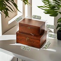Boîte à monnaie en bois avec couvercle à charnière, lot de 2, coffre décoratif vintage et verrouillable, boîte en bois pour portefeuille