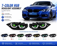 Conjunto de Faros Delanteros para BMW Serie 3 F30 F35 2012-2018, RGB Personalizado de 7 Colores, DRL Secuencial, Señal de Giro, Proyector Bi-LED